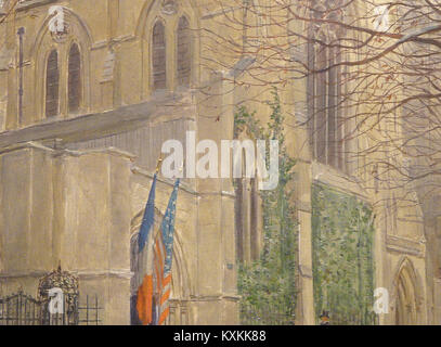 Le tableau de Jean Béraud de 1900 représente la scène après la messe à l'église de la Sainte-Trinité à Paris, illustrant la vie religieuse parisienne et l'atmosphère sociale du début du XXe siècle. Banque D'Images