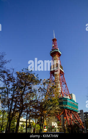 Le Sapporo TV Tower, construit en 1957, est une tour de télévision haute 147.2m avec une plate-forme d'observation à une hauteur de 90.38m. Situé sur le terrain du Parc Odori. Banque D'Images