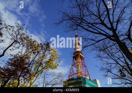 Le Sapporo TV Tower, construit en 1957, est une tour de télévision haute 147.2m avec une plate-forme d'observation à une hauteur de 90.38m. Situé sur le terrain du Parc Odori. Banque D'Images