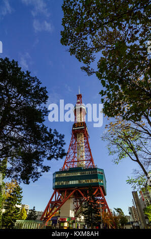 Le Sapporo TV Tower, construit en 1957, est une tour de télévision haute 147.2m avec une plate-forme d'observation à une hauteur de 90.38m. Situé sur le terrain du Parc Odori. Banque D'Images