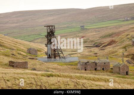 La mine désaffectée de Grove, bâtiments de la mine de râteau Rookhope District, Weardale, North Pennines, County Durham, Angleterre, Royaume-Uni, Europe. Banque D'Images