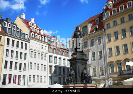 Dresde, Allemagne - 13 août 2016 : Monument de Friedrich August roi de Saxe à Neumarkt à Dresde, l'Etat de Saxe, Allemagne le 13 août 2016. Banque D'Images