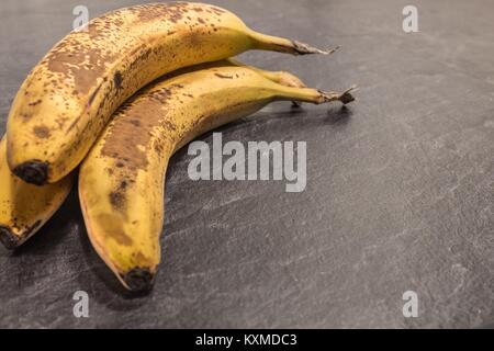 La maturité des bananes sur la surface de travail gris Banque D'Images