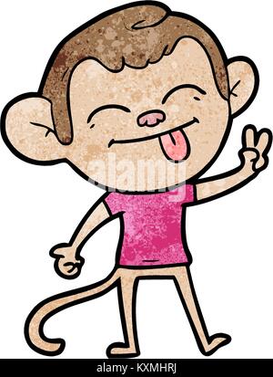 Funny cartoon monkey making peace sign Illustration de Vecteur