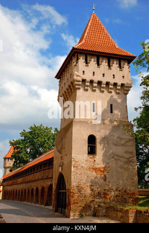 Vieux Mur de défense dans la ville de Sibiu, Roumanie Banque D'Images