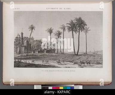 Environs du Kaire (Le Caire). Vue d'une mosquée ruinée dans l'île de Roudah (el-Rôda) (NYPL)14212718-1268733 b Banque D'Images