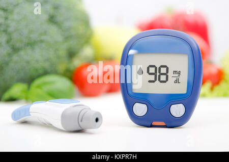 Diabete et amphioxus sur fond de légumes Banque D'Images