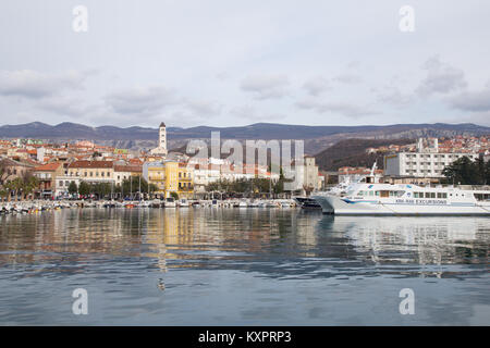 La ville de Crikvenica, sur la côte de la Vinodol zone côtière de la mer Adriatique, la Croatie Banque D'Images