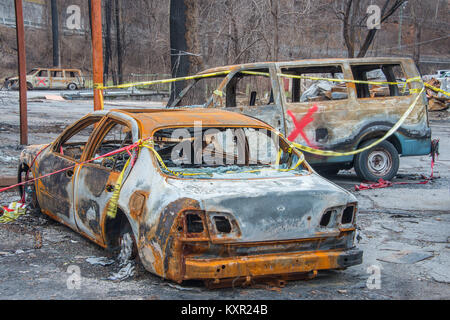 Les dégâts causés par le feu, Gatlinburg, TN, les incendies en novembre 2016, par Bill Lea/Dembinsky Assoc Photo Banque D'Images