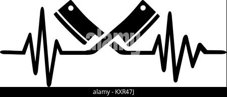 Heatbeat pulse avec couteaux de boucher Illustration de Vecteur