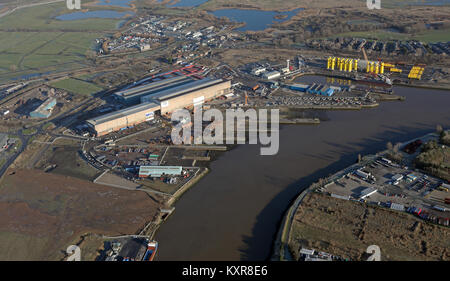 Vue aérienne de MFL Fabricators Marine Ltd travaille à Billingham de Teesside, UK Banque D'Images