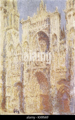 Ce tableau de Claude Monet, intitulé *la Cathédrale de Rouen, le Portail au Soleil*, représente la Cathédrale de Rouen à la lumière du soleil, une partie de la série de Monet mettant en valeur différentes conditions d'éclairage de la cathédrale. Banque D'Images