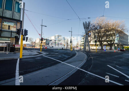 Place de la cathédrale, est le centre géographique et coeur de Christchurch, Nouvelle-Zélande, où la ville est la Cathédrale de Christchurch est situé. Banque D'Images