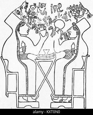 Cette image est tirée de l'édition 1911 de la Encyclopædia Britannica, représentant des femmes hittites en costume traditionnel. L'illustration représente la culture et les vêtements hittites antiques, donnant un aperçu de leurs coutumes. Banque D'Images