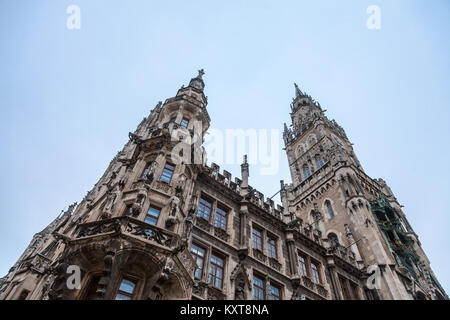 Munich nouvel hôtel de ville (Neues Rathaus) prise lors d'un après-midi d'hiver froid. Neues Rathaus est un hôtel de ville à la partie nord de la Marienplatz à Munich, Banque D'Images