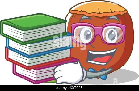 Étudiant avec noisette mascot cartoon style Livre Illustration de Vecteur