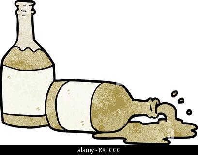 Caricature de bouteilles de bière avec de la bière renversé Illustration de Vecteur
