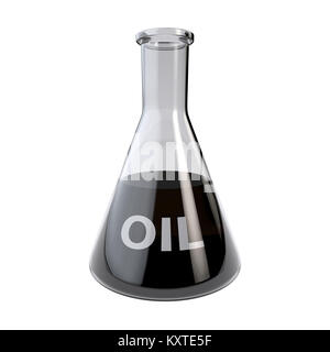 Verrerie de laboratoire avec de l'huile. 3D render Banque D'Images