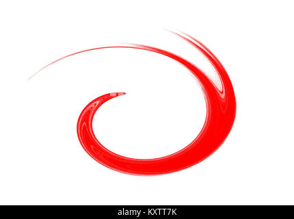 Ovale rouge couleur graphique effet coups de pinceau sur fond blanc Banque D'Images