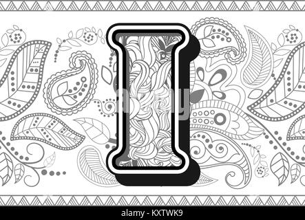 En zentangle handrawn doodles stylisée alphabétique Illustration de Vecteur