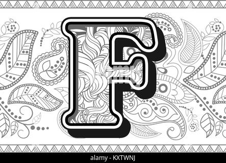 En zentangle handrawn doodles stylisée alphabétique Illustration de Vecteur