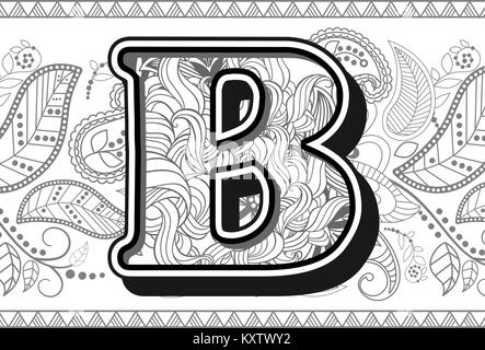 En zentangle handrawn doodles stylisée alphabétique Illustration de Vecteur