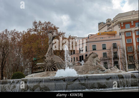 La fontaine de Neptuno, Madrid, Espagne Banque D'Images