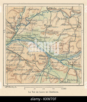 Un timbre de la série France & colonies 1894, mettant en valeur la région du Val de Loire près de Saumur, France. Le timbre souligne la géographie de la région et son importance culturelle pendant cette période. Banque D'Images