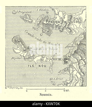 Un document philatélique de 1894 montrant un timbre-poste colonial français de Nouméa, Nouvelle-Calédonie, représentant l'histoire postale de la France et de ses colonies. Banque D'Images