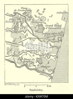 Émission de timbre de 1894 étiquetée « France & colonies », représentant Pondichéry, reflétant l'histoire postale coloniale française et le patrimoine administratif outre-mer. Banque D'Images