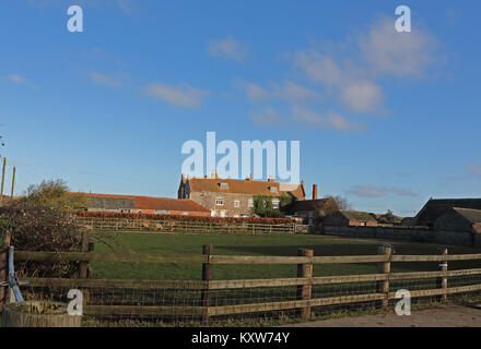 Waxham Waxham Waxham Hall et Église, Norfolk, UK Janvier Banque D'Images