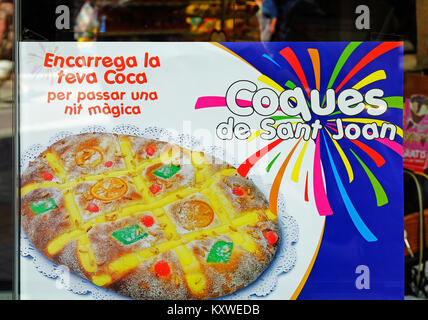 Le coca de Sant Joan, dessert, fait main catalane midsummers eve, ST.JOHN'S eve, Catalogne, Espagne, Banque D'Images