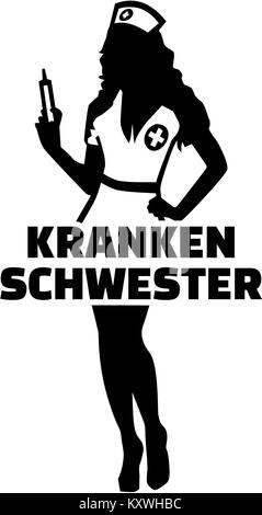 Silhouette infirmière allemande avec titre de l'offre Banque D'Images