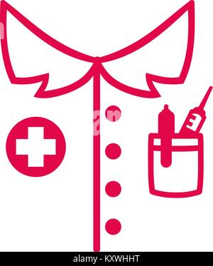 Icône d'une veste avec l'infirmière de la Croix-Rouge, et d'injection pen Banque D'Images