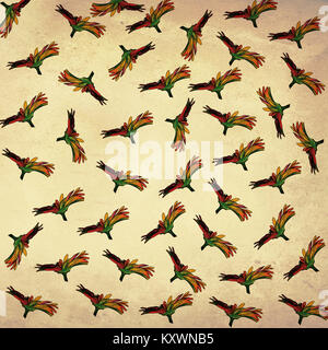 Grunge floral pattern aquarelle avec manny fleurs colorées Banque D'Images