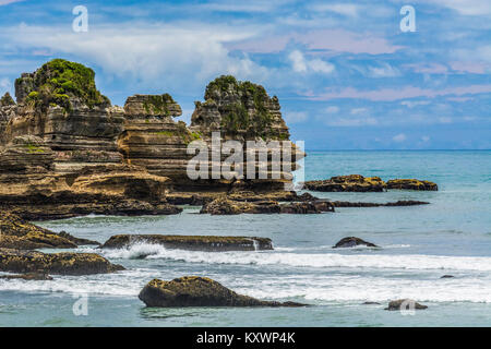 Pancake rocks près de Greymouth, Nouvelle-Zélande Banque D'Images