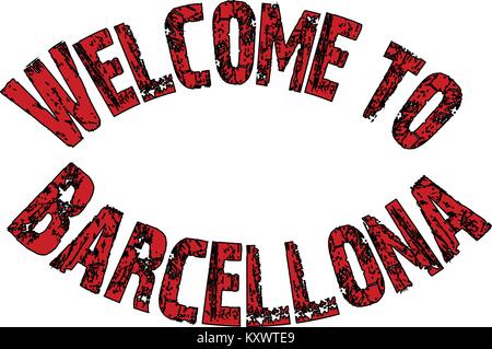 Bienvenue à Barcellona signe texte illustration sur fond blanc Illustration de Vecteur