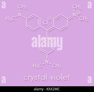 Crystal Violet (violet de gentiane) molécule. Molécule de colorant utilisée dans la coloration de Gram. Formule topologique. Banque D'Images