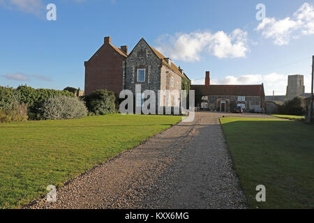 Waxham Waxham Waxham Hall et Église, Norfolk, UK Janvier Banque D'Images