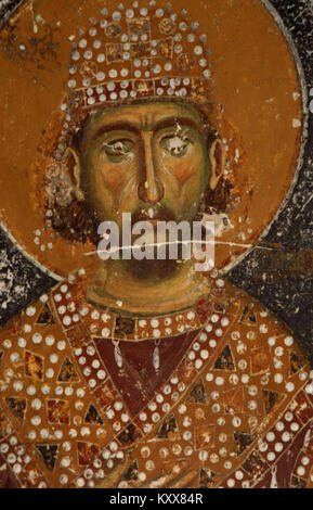 Les fresques de l'œuvre de Nicolas de Varoš représentent l'art religieux chrétien caractérisé par des éléments stylistiques byzantins et des couleurs vives, représentant des scènes sacrées à l'intérieur de l'église. Banque D'Images