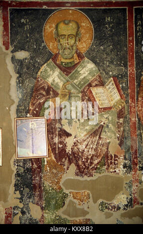 Les fresques de l'église Nicolas de Varoš représentent des récits religieux et des scènes historiques, mettant en valeur les traditions artistiques byzantines et orthodoxes et le patrimoine culturel. Banque D'Images