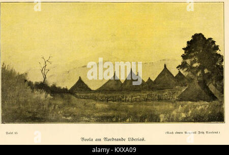 Ceci est une représentation de l’œuvre de Frobenius en 1911, qui se concentre sur le peuple Boola du nord du Libéria. Il illustre certains aspects de leur culture, de leur vie quotidienne et de leur environnement. Banque D'Images