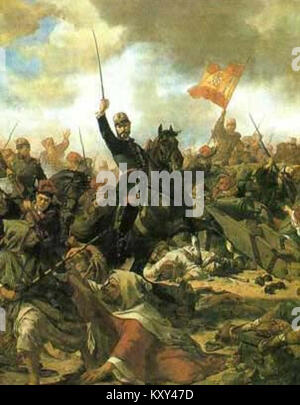 Juan Prim commande des volontaires espagnols et des troupes professionnelles à la bataille de Tetuán (4 février 1860) pendant la guerre hispano-marocaine, où les forces espagnoles capturent la ville de Tetuán au Maroc ; la campagne est représentée dans la peinture d'époque. Ejército de Tierra+1 Banque D'Images