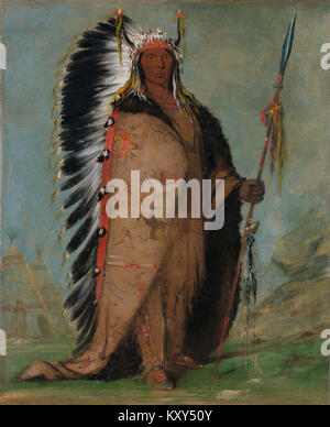 Une peinture à l'huile de George Catlin de 1832 représentant EE-Sá-áh-PA (Black Rock), un chef de deux Kettle Lakota, faisant partie de la série ethnographique de Catlin documentant les dirigeants et la culture amérindiens. Banque D'Images