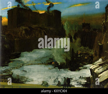 L'œuvre de 1909 de George Wesley Bellows montre des travaux d'excavation pour Pennsylvania Station, représentant les ouvriers et l'activité de construction. Banque D'Images