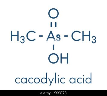 Molécule d'acide cacodylique (Agent Bleu). Organoarsenic hautement toxique composé. Formule topologique. Illustration de Vecteur