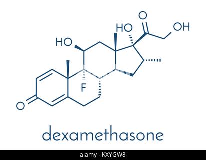 Les glucocorticoïdes dexaméthasone. Médicaments stéroïdes avec des anti-inflammatoires et des propriétés immunosuppressives. Formule topologique. Illustration de Vecteur