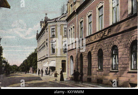 Photographie historique de Falköping, en Suède, prise par Emil Kilander entre 1900 et 1910, représentant les rues, les bâtiments et la vie quotidienne de la ville au tournant du XXe siècle. Banque D'Images