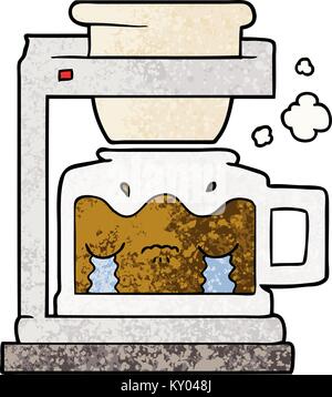 Machine à café filtre cartoon pleurer Illustration de Vecteur