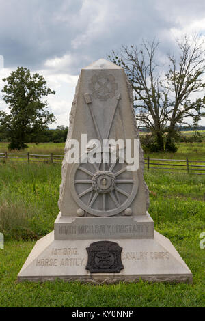 La 9e Batterie d'artillerie légère du Michigan - Monument JE 'Daniels batterie'', Gettysburg National Military Park, Virginia, United States. Banque D'Images